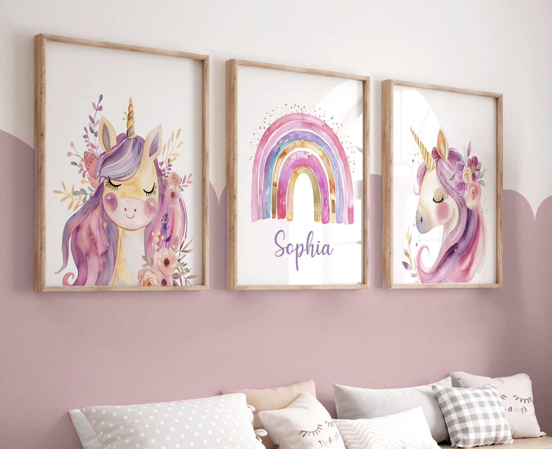 Personalised Unicorn Nursery Prints – Set of 3
