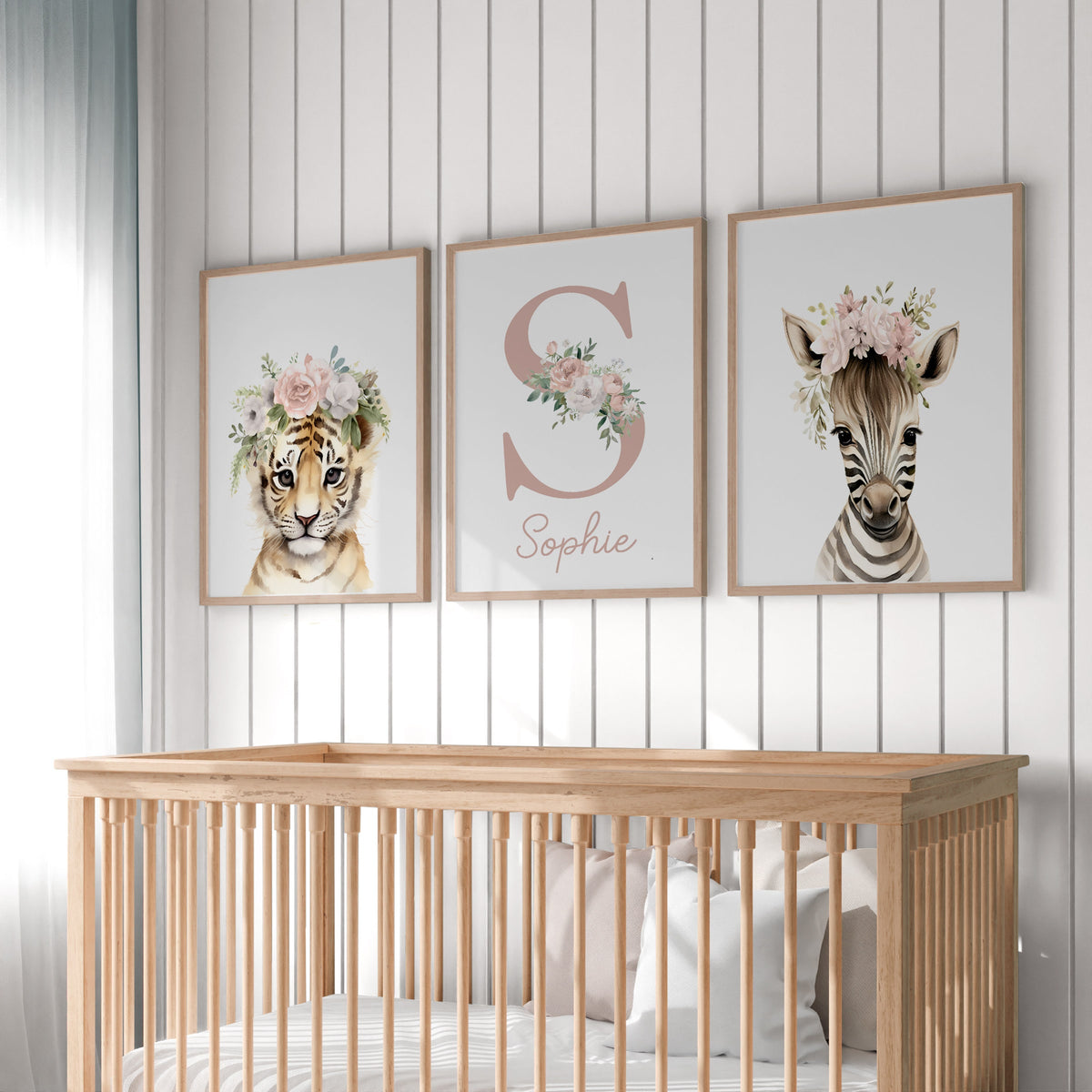 Safari Floral Animal Nursery Prints – Choose Your Set