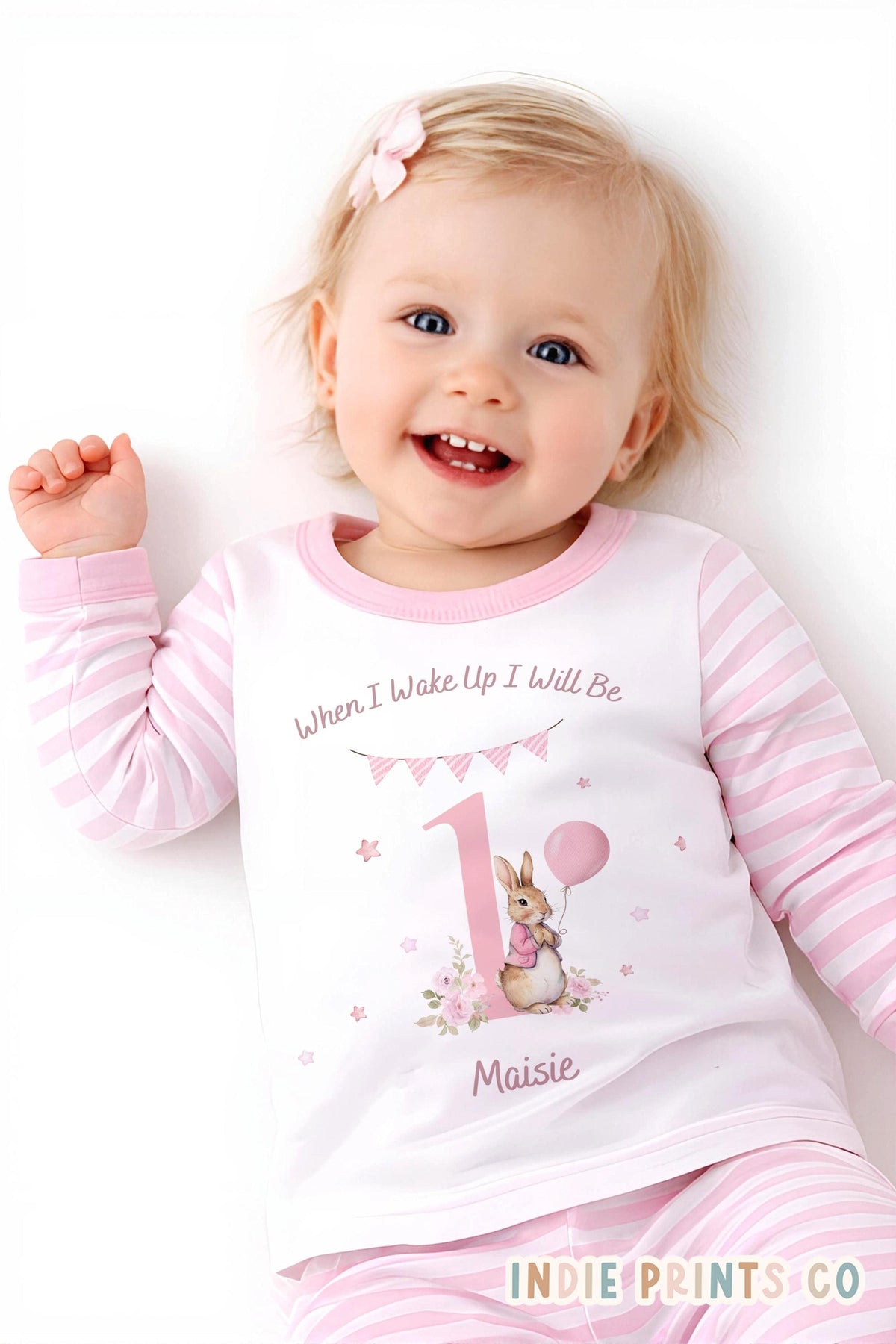 Personalised Peter Rabbit 1st Birthday Pyjamas - Pink or Blue