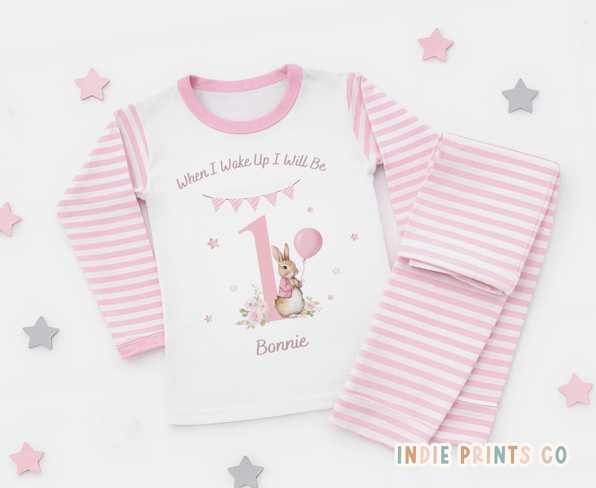 Personalised Peter Rabbit 1st Birthday Pyjamas - Pink or Blue