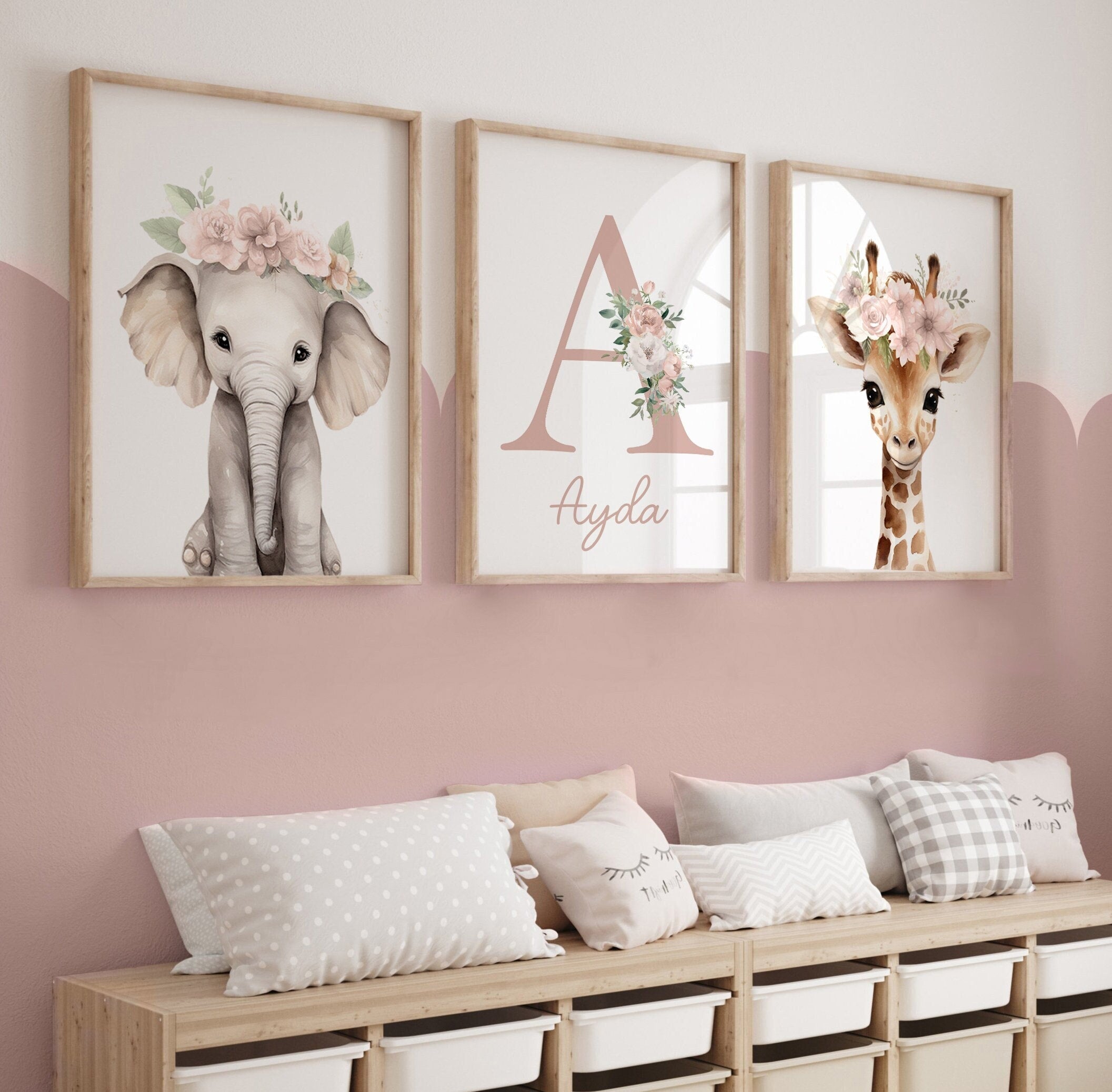 Safari Floral Animal Nursery Prints – Choose Your Set