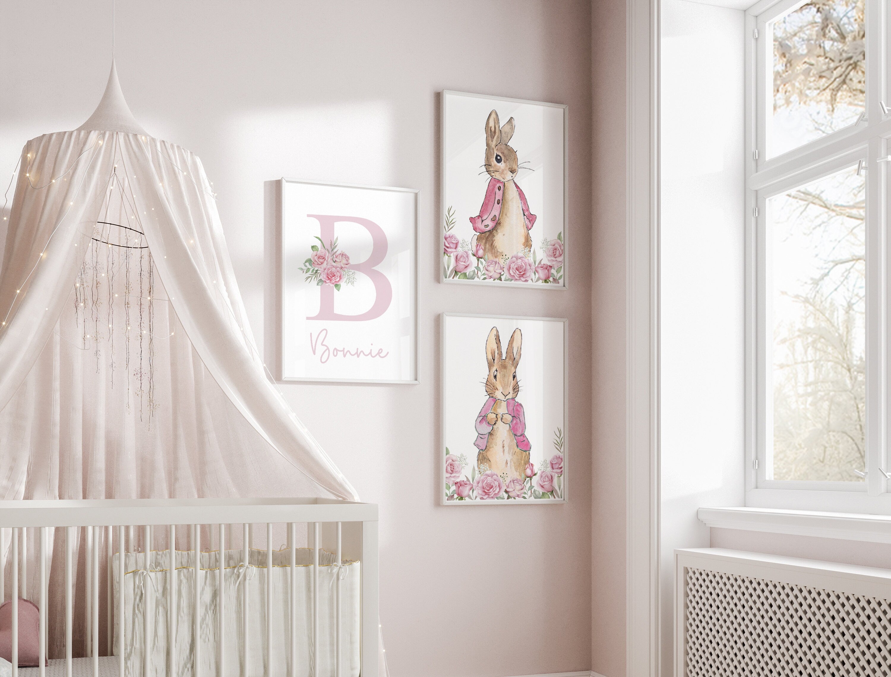 Personalised Peter Rabbit Nursery Print – Girls