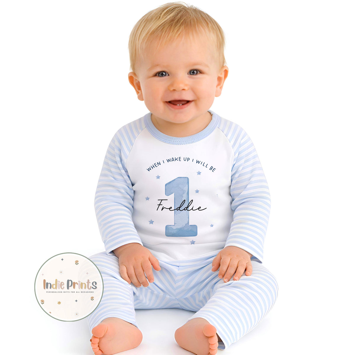 Personalised Birthday Pyjamas, Babygrow or Vest – Blue