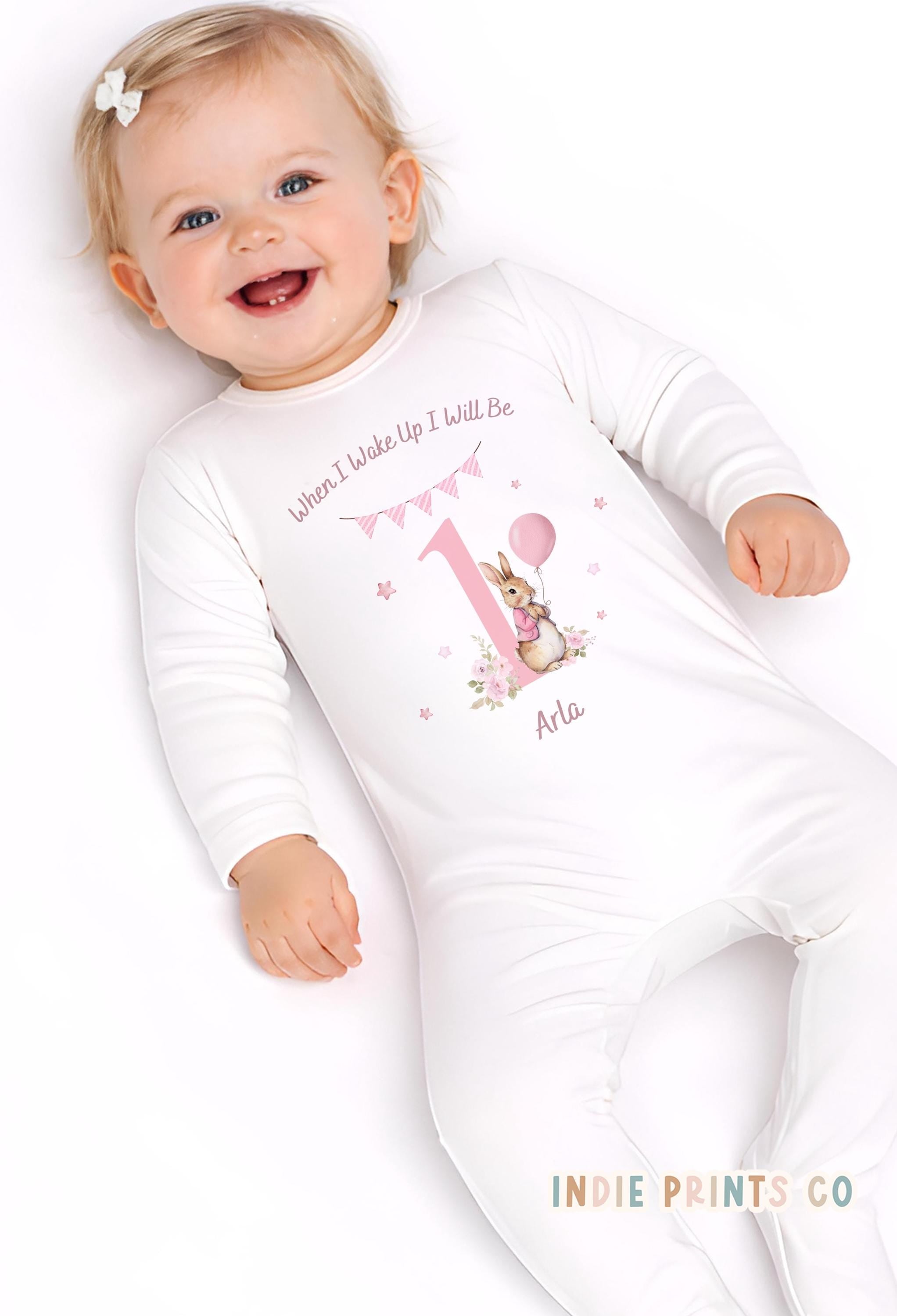 Personalised Peter Rabbit 1st Birthday Pyjamas - Pink or Blue