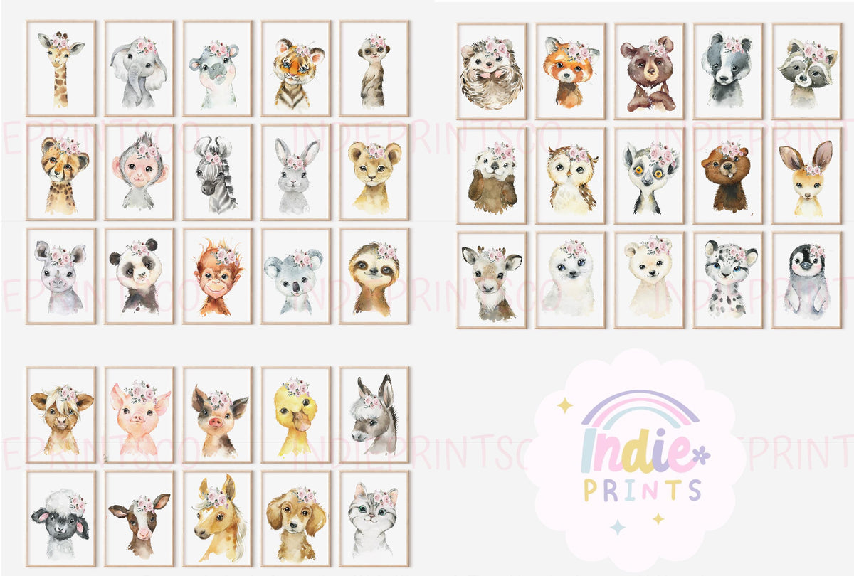 Personalised Girls’ Safari Nursery Prints – Set of 3
