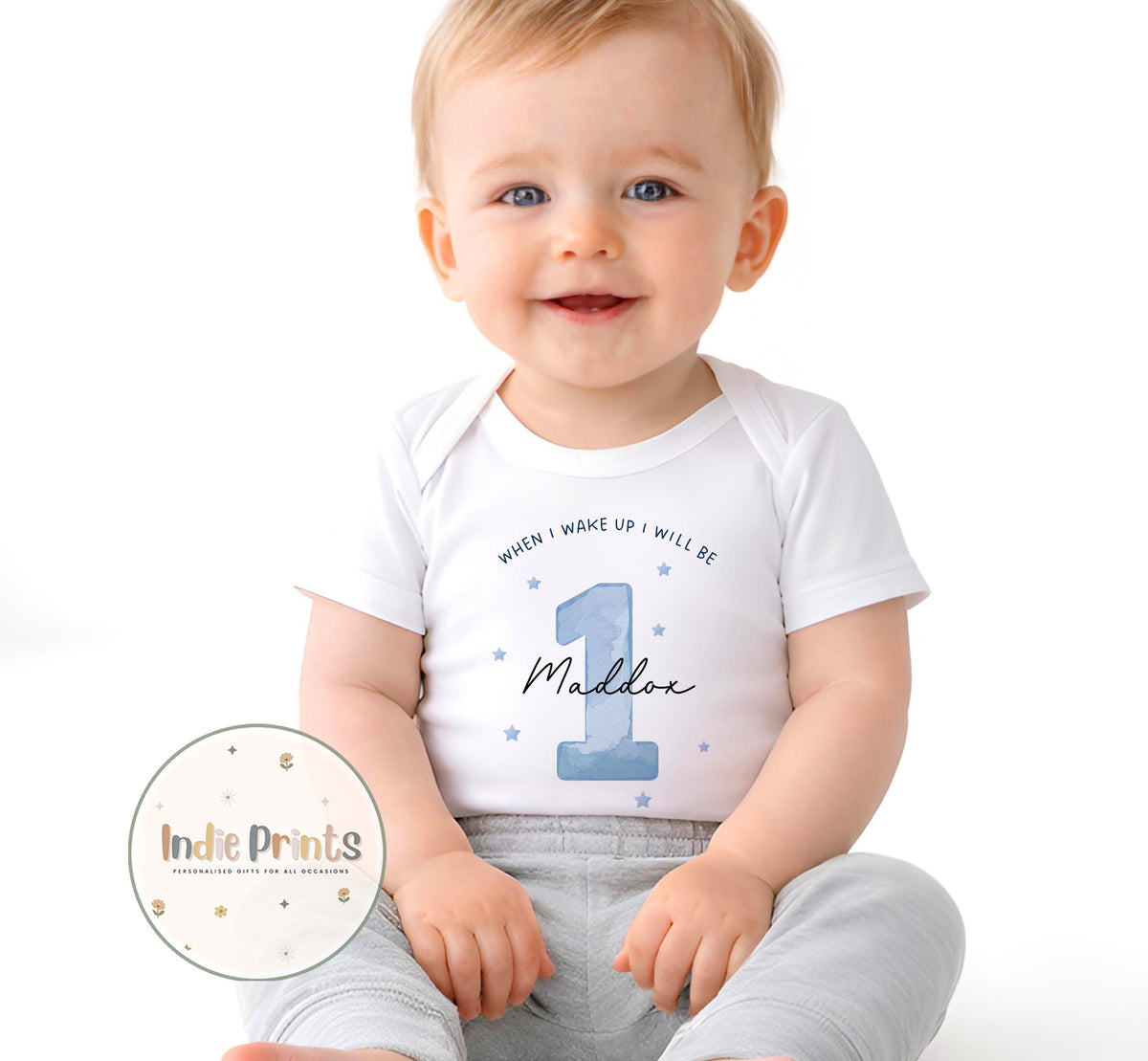 Personalised Birthday Pyjamas, Babygrow or Vest – Blue