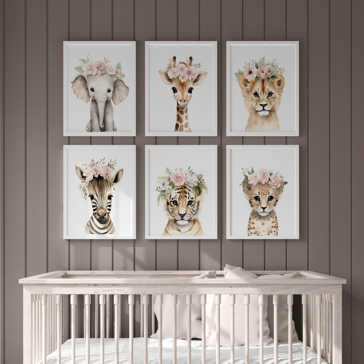 Safari Floral Animal Nursery Prints – Choose Your Set