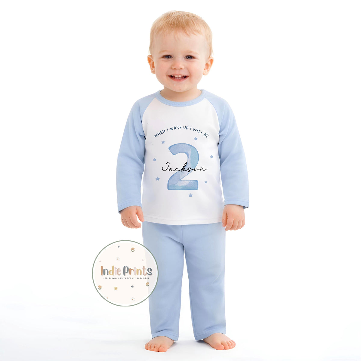 Personalised Birthday Pyjamas, Babygrow or Vest – Blue