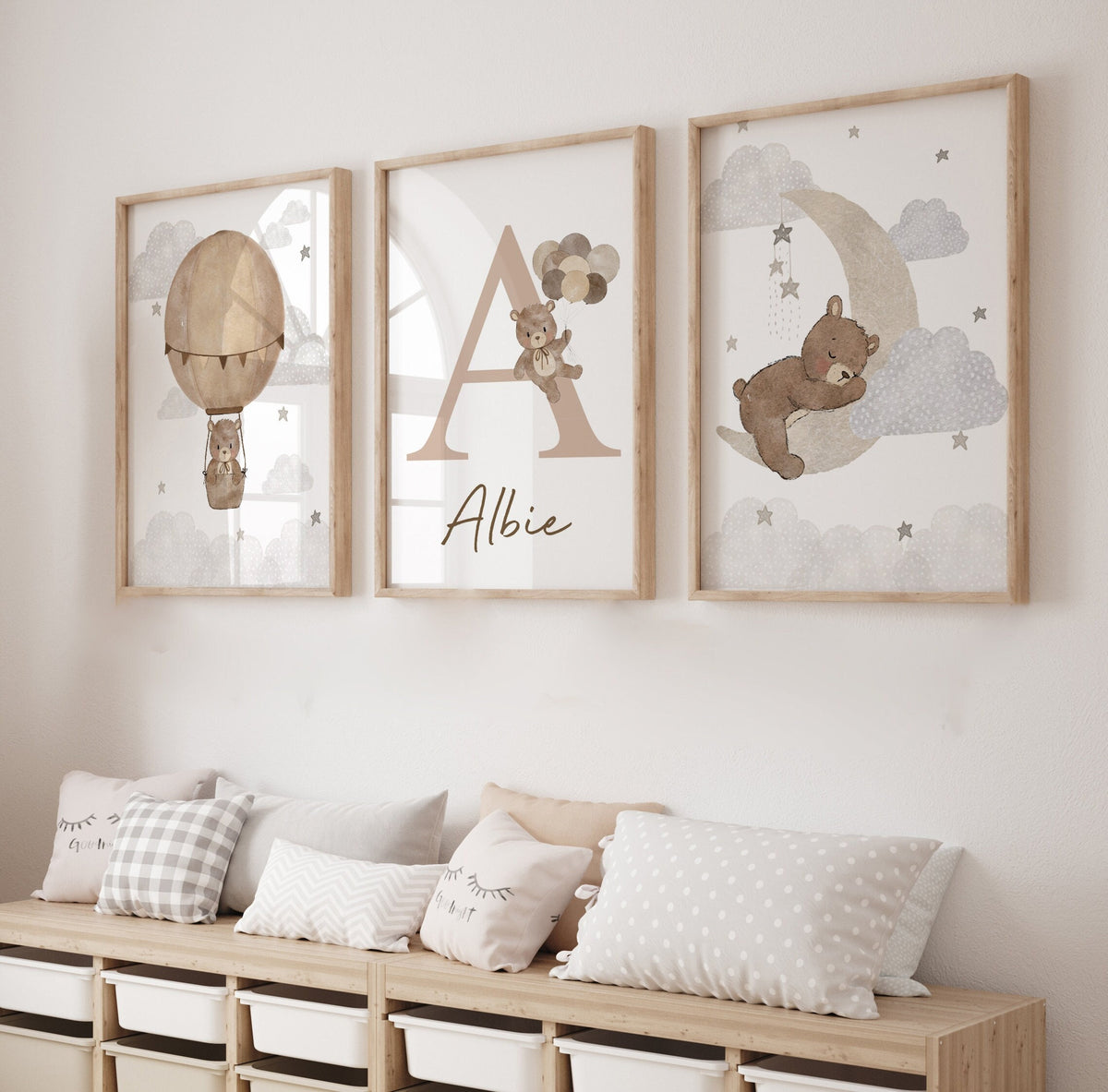 Personalised Teddy Bear Prints - Set of 3