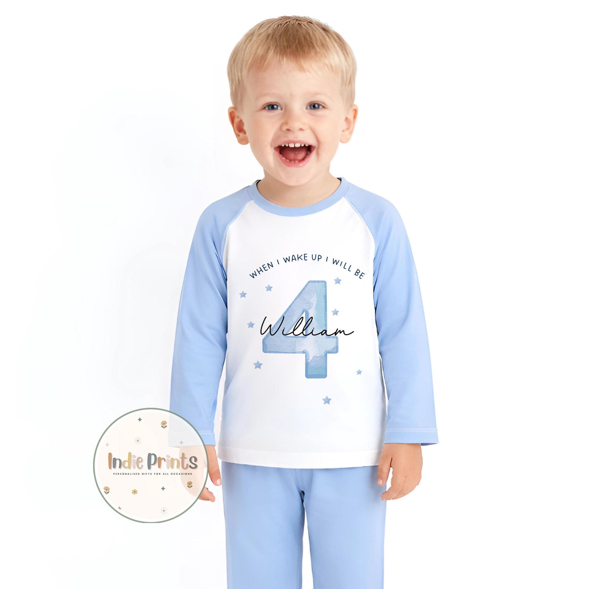 Personalised Birthday Pyjamas, Babygrow or Vest – Blue