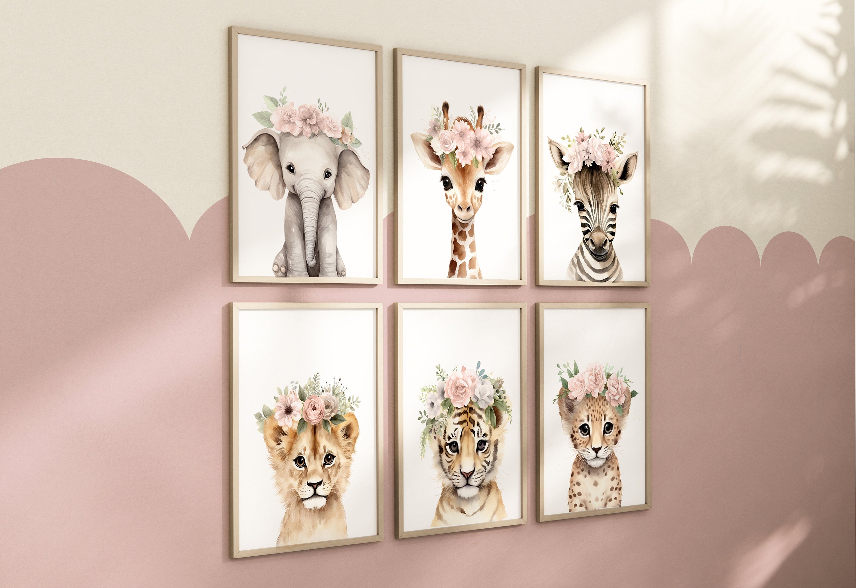 Safari Floral Animal Nursery Prints – Choose Your Set
