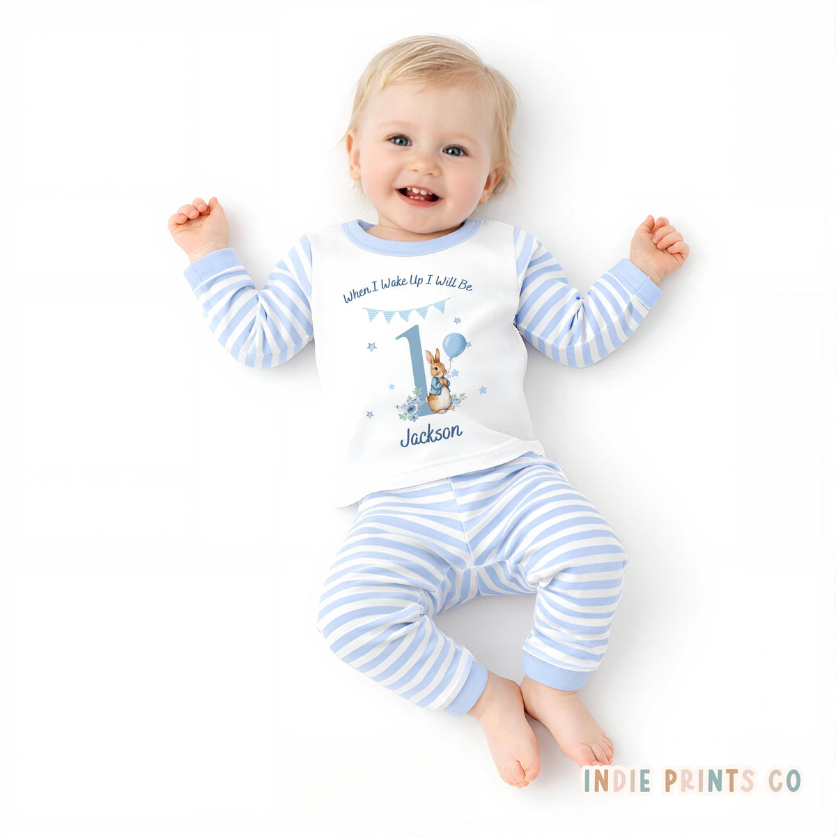 Personalised Peter Rabbit 1st Birthday Pyjamas - Pink or Blue