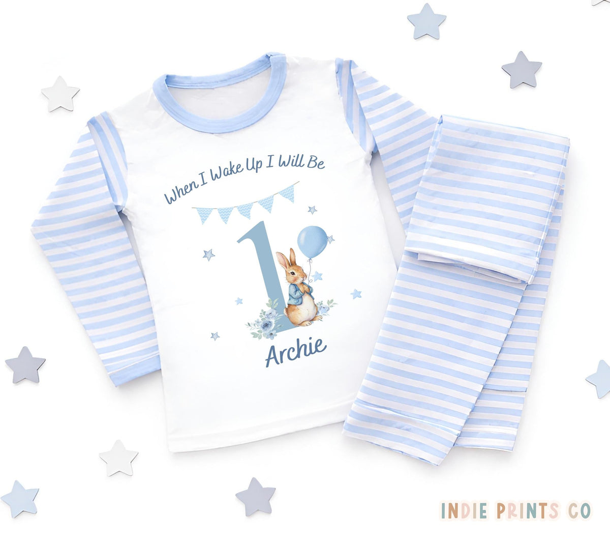 Personalised Peter Rabbit 1st Birthday Pyjamas - Pink or Blue