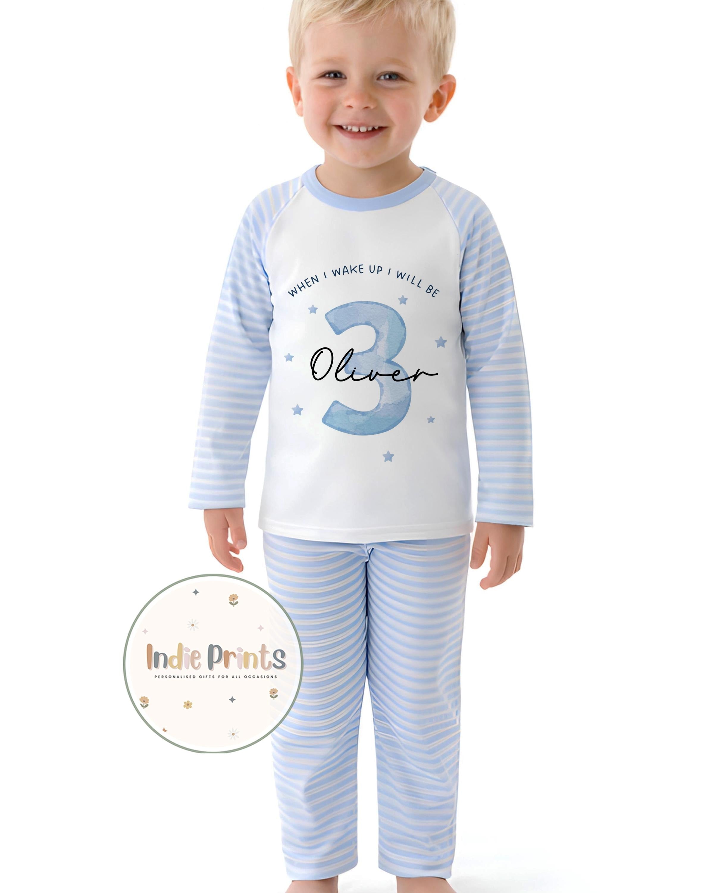 Personalised Birthday Pyjamas, Babygrow or Vest – Blue