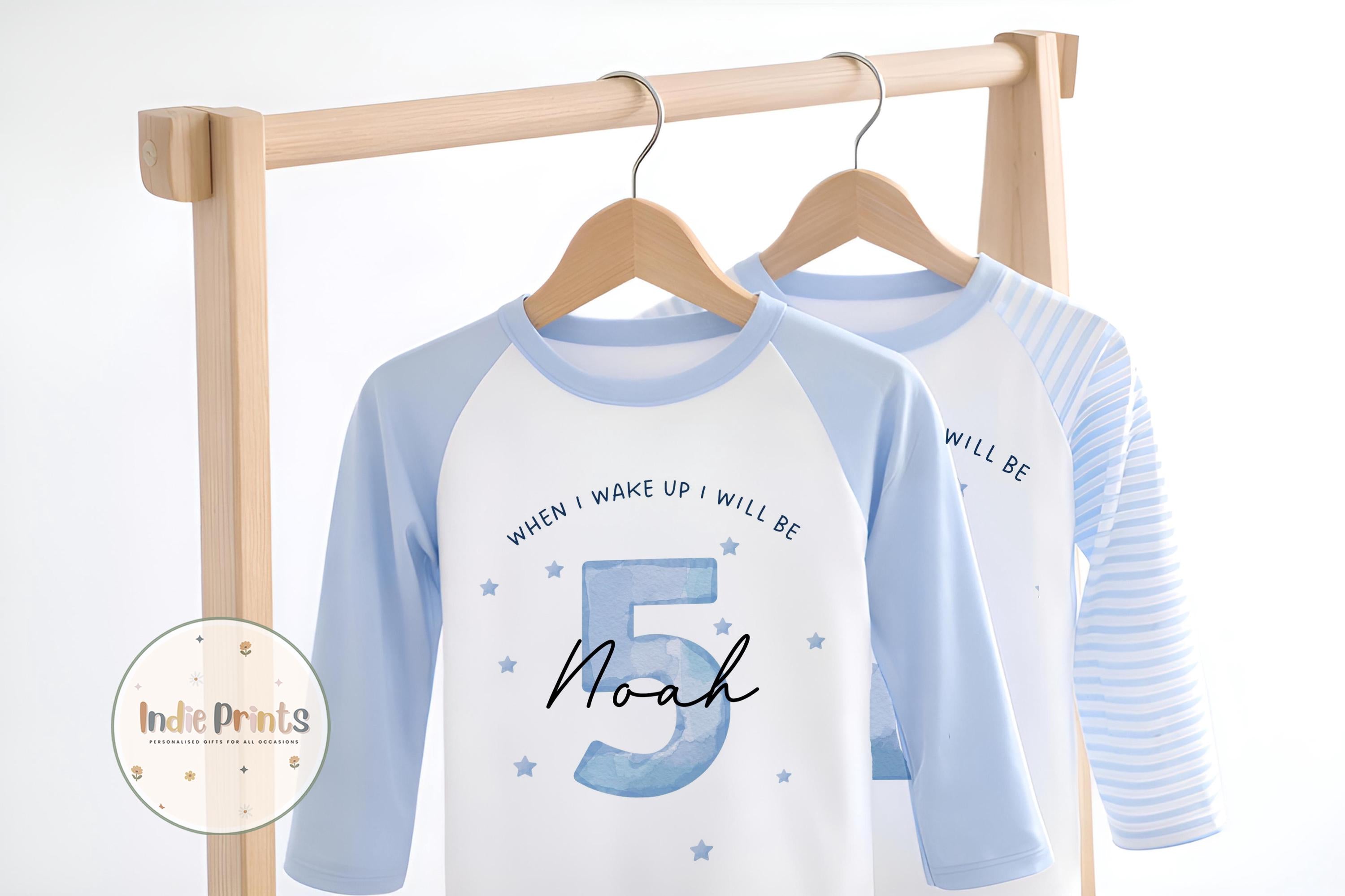 Personalised Birthday Pyjamas, Babygrow or Vest – Blue