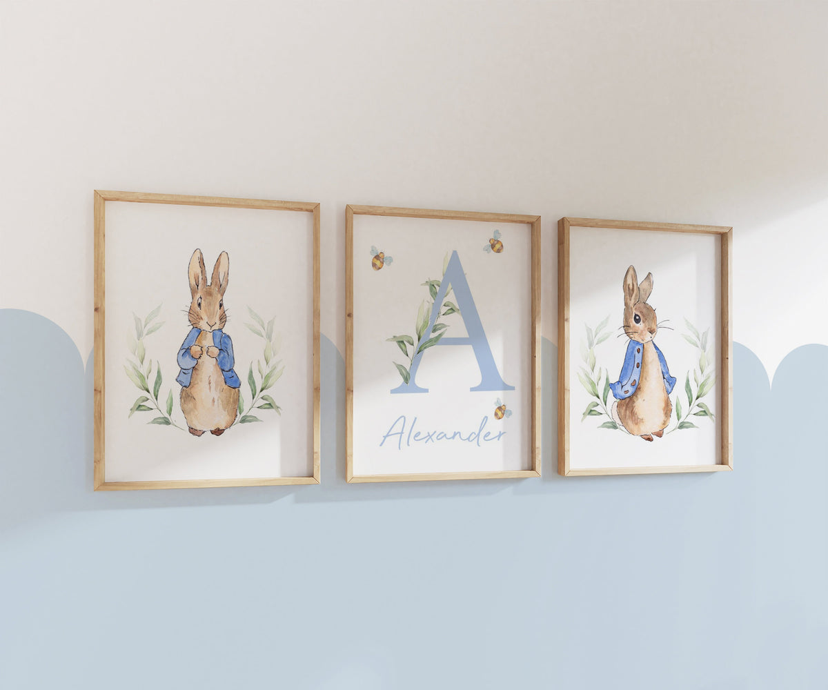 Personalised Peter Rabbit Boys’ Nursery Prints – Set of 3