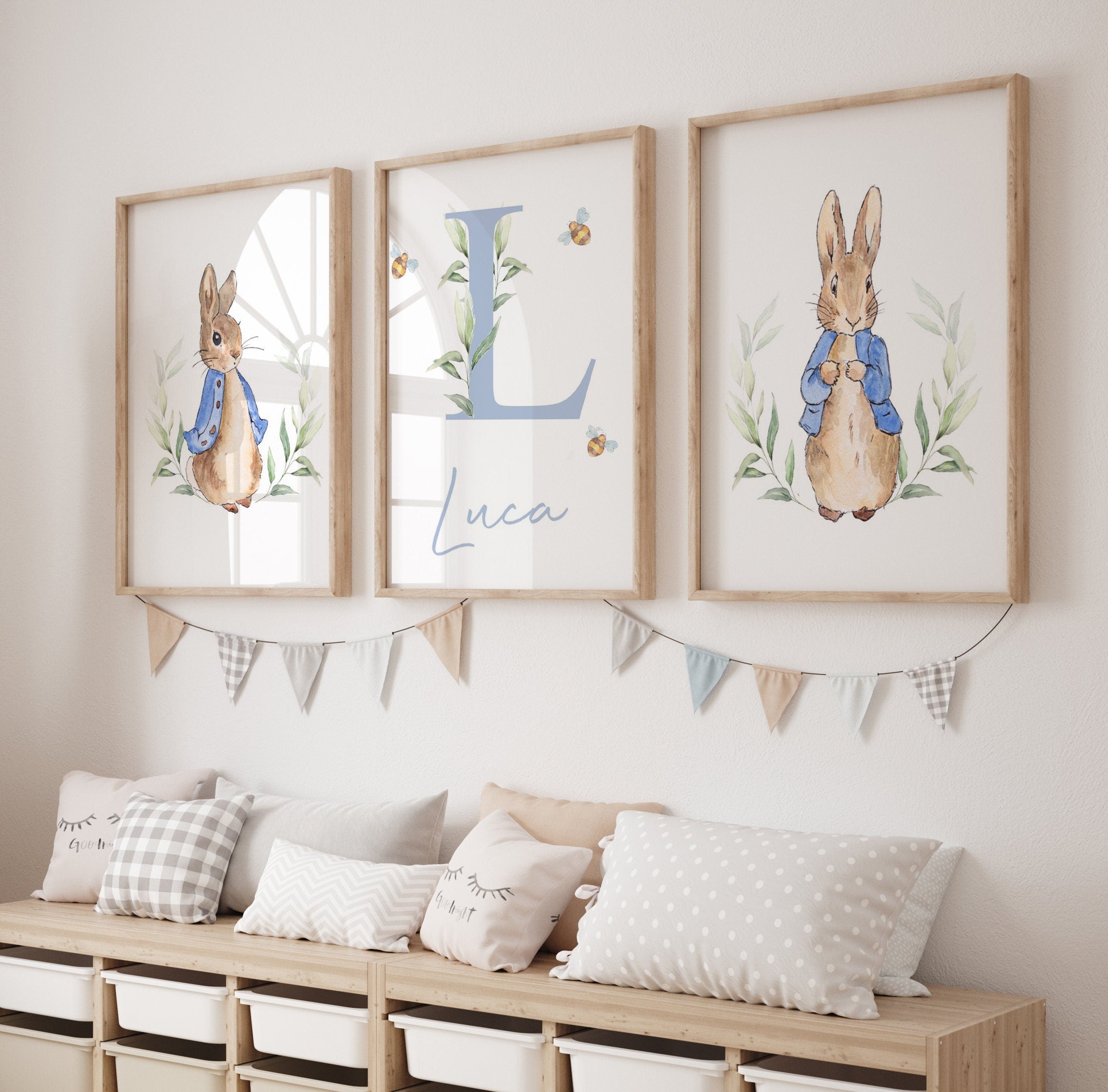 Personalised Peter Rabbit Boys’ Nursery Prints – Set of 3