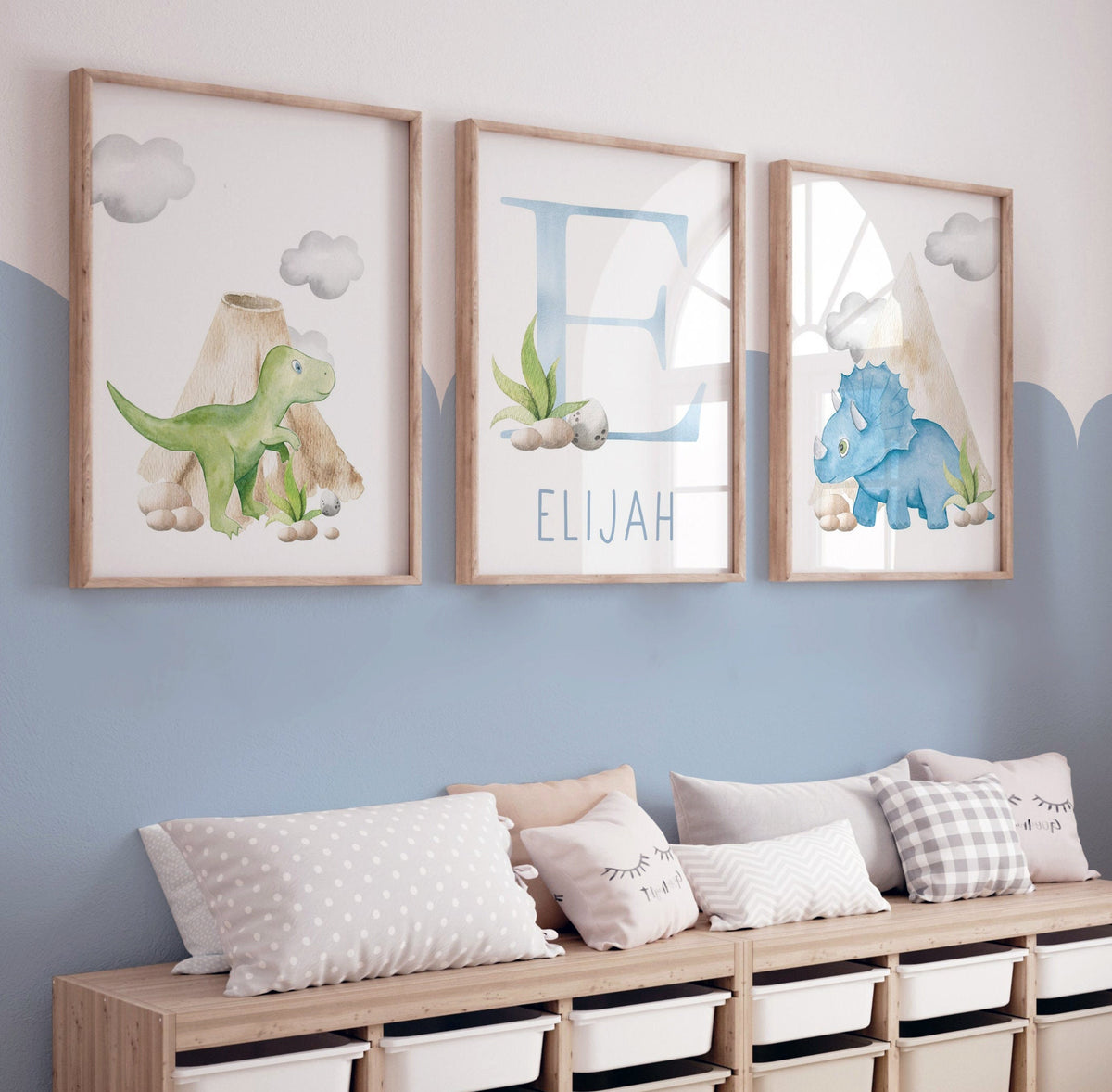 Personalised Dinosaur Nursery Prints – Set of 3