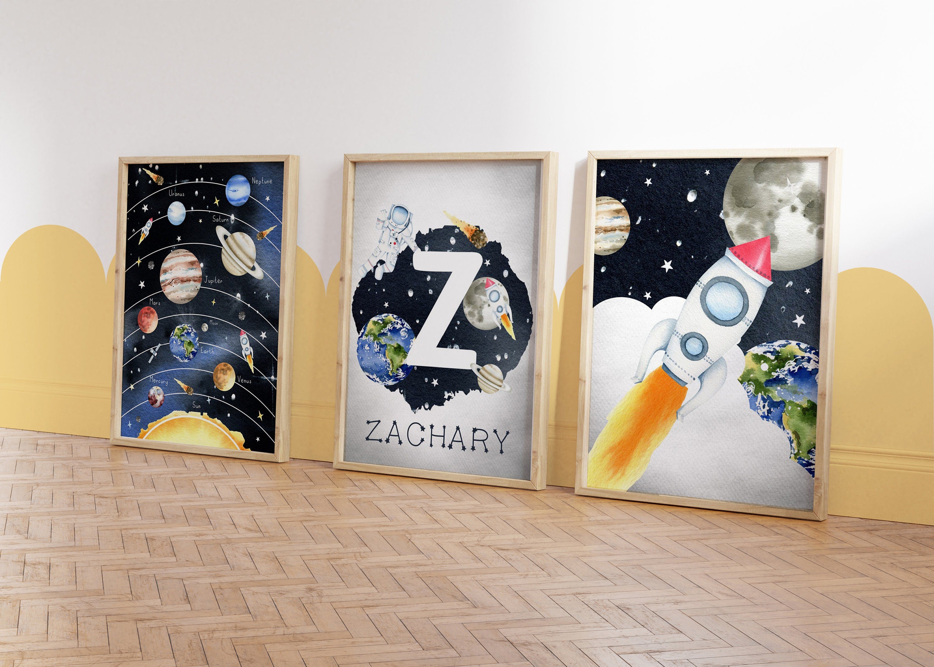 Personalised Solar System Nursery Prints – Set of 3