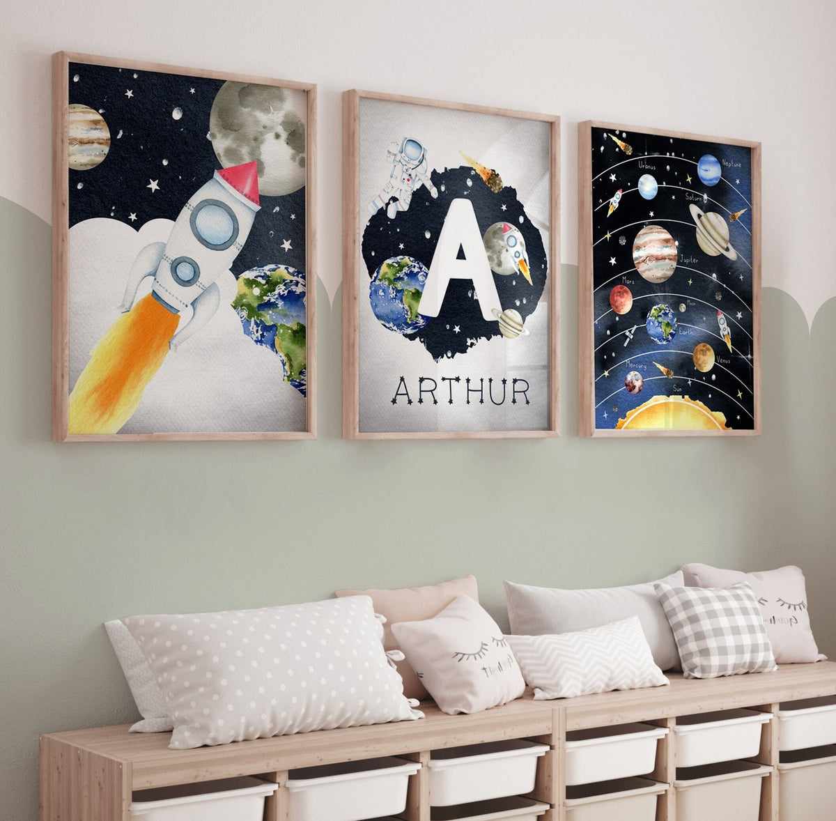 Personalised Solar System Nursery Prints – Set of 3