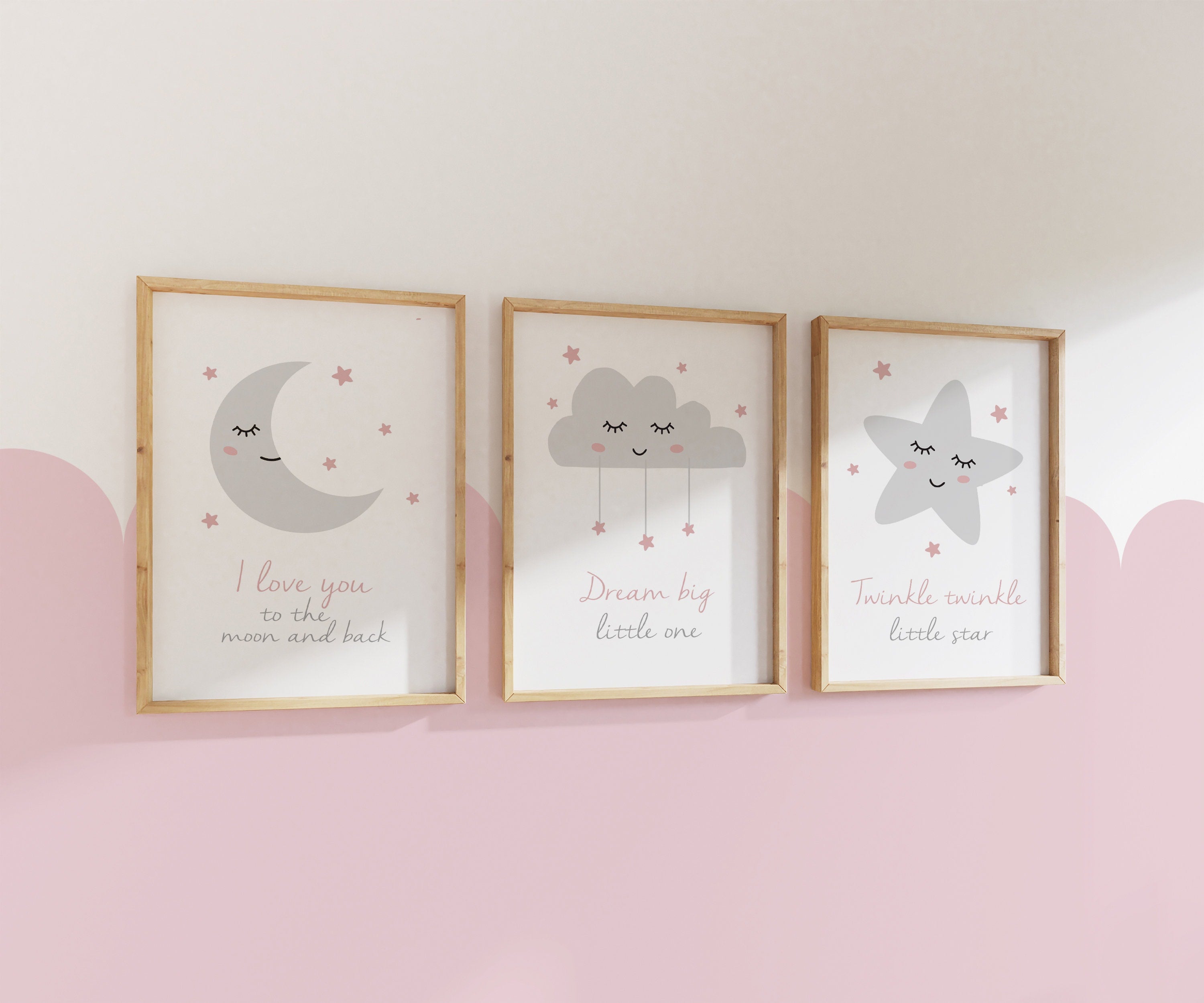 Nursery Prints,Nursery Wall Art,Gender Neutral Nursery,Girls Nursery,Boy Nursery Prints,Girls Nursery Decor,Grey,Pink,Blue,Baby Room,Moon