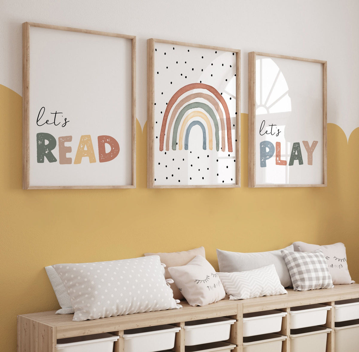 Let's Read, Let's Play Neutral Playroom Prints – Set of 3