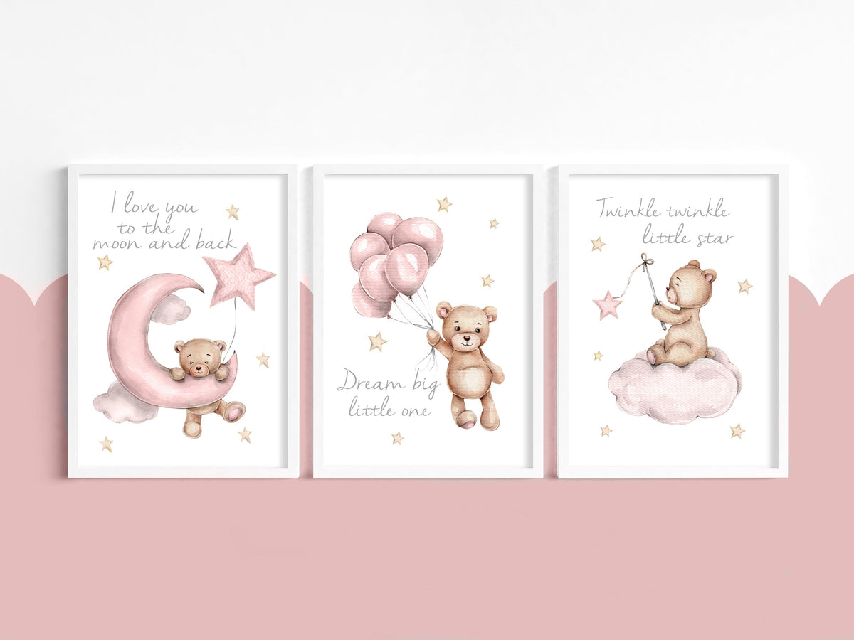Teddy Bear Nursery Prints – Set of 3