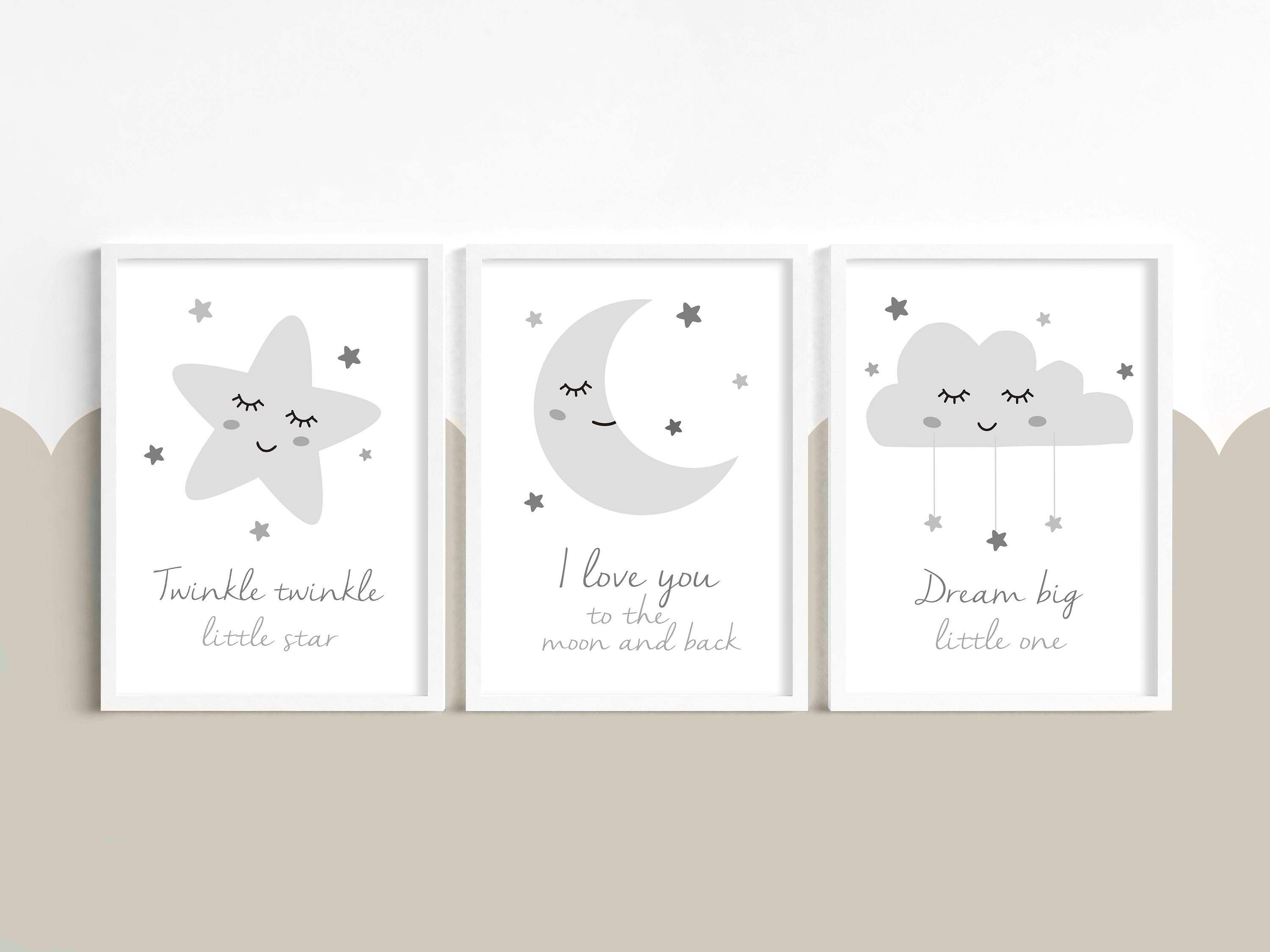 Nursery Prints,Nursery Wall Art,Gender Neutral Nursery,Girls Nursery,Boy Nursery Prints,Girls Nursery Decor,Grey,Pink,Blue,Baby Room,Moon