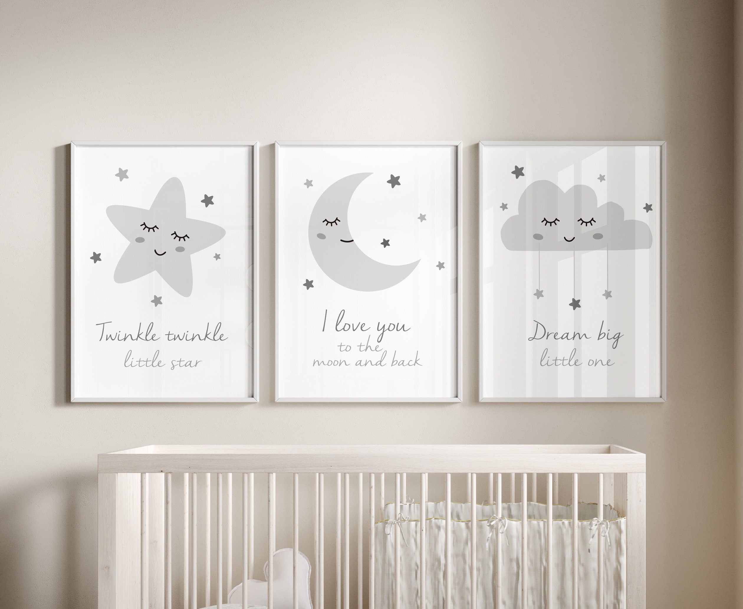 Nursery Prints,Nursery Wall Art,Gender Neutral Nursery,Girls Nursery,Boy Nursery Prints,Girls Nursery Decor,Grey,Pink,Blue,Baby Room,Moon