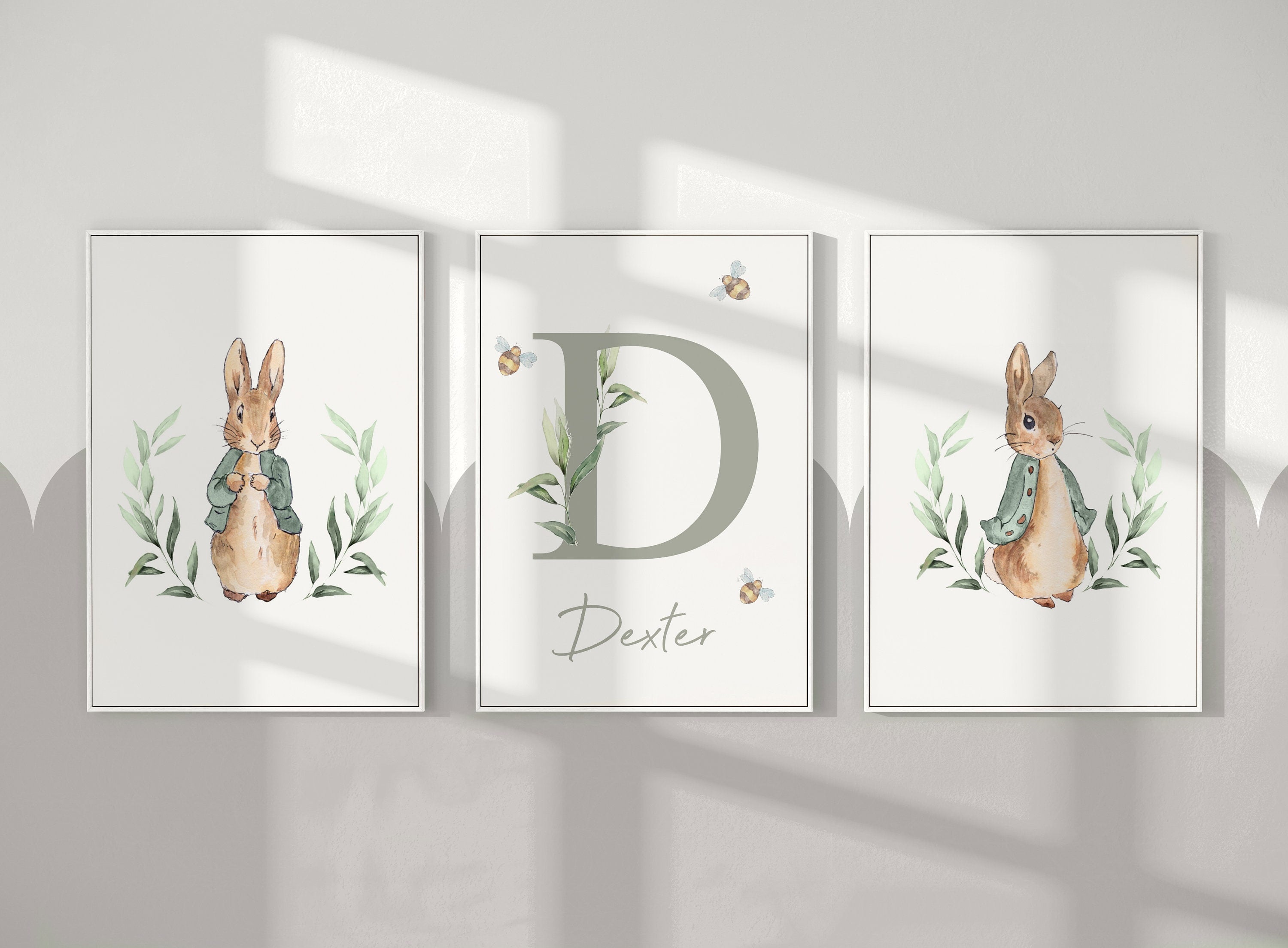 Personalised Peter Rabbit Boys’ Nursery Prints – Set of 3