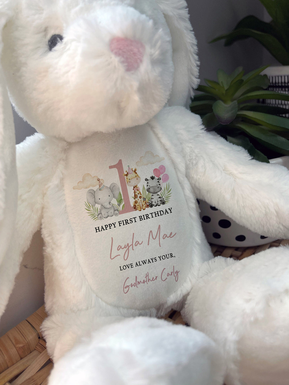 Personalised Safari First Birthday Soft Toy