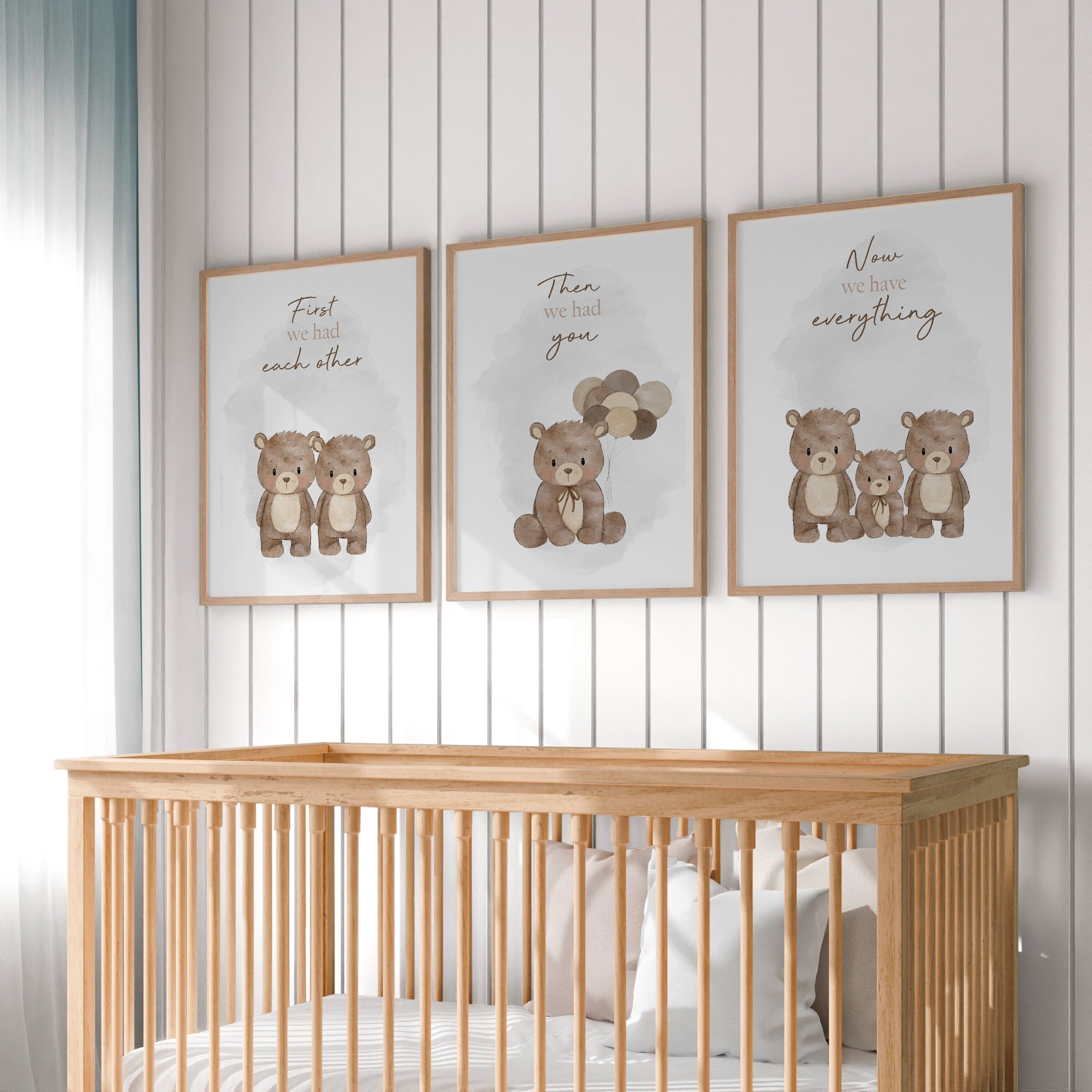 Gender-Neutral Teddy Bear Nursery Prints – Set of 3