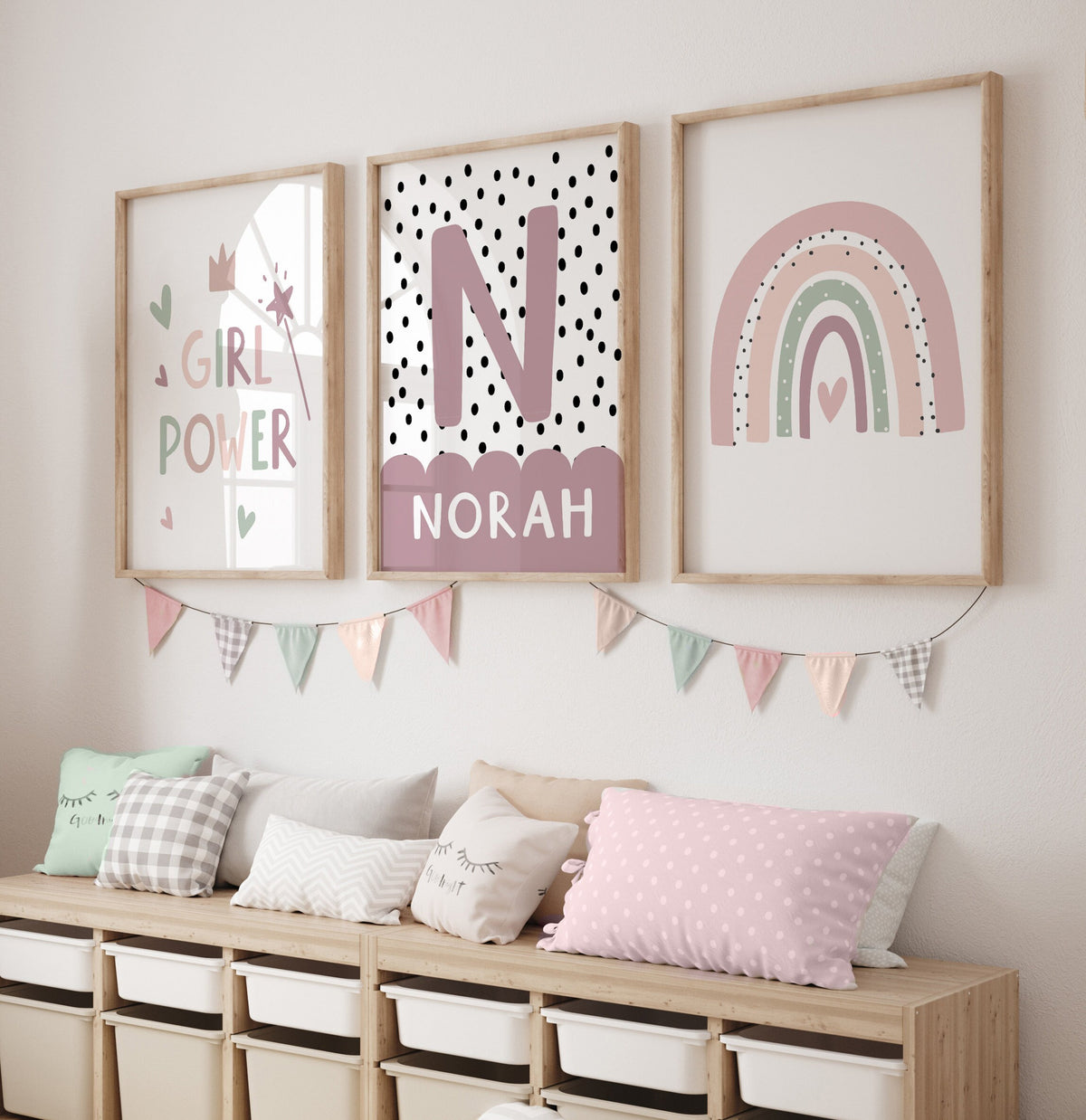 Personalised Girl Power Rainbow Bedroom Prints