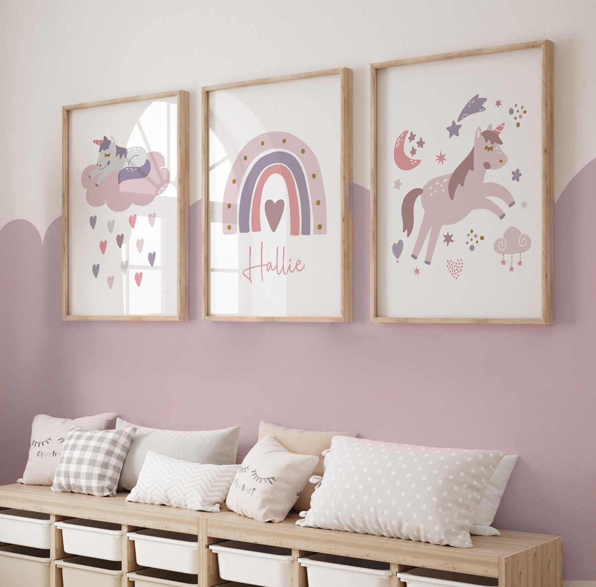 Personalised Unicorn & Rainbow Bedroom Prints