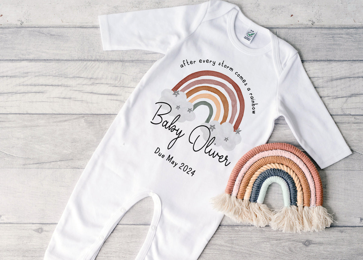 Personalised Rainbow Baby Announcement Outfit