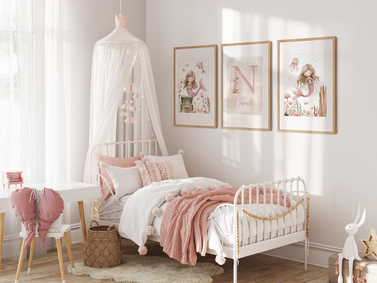 Personalised Mermaid Girls Bedroom Prints