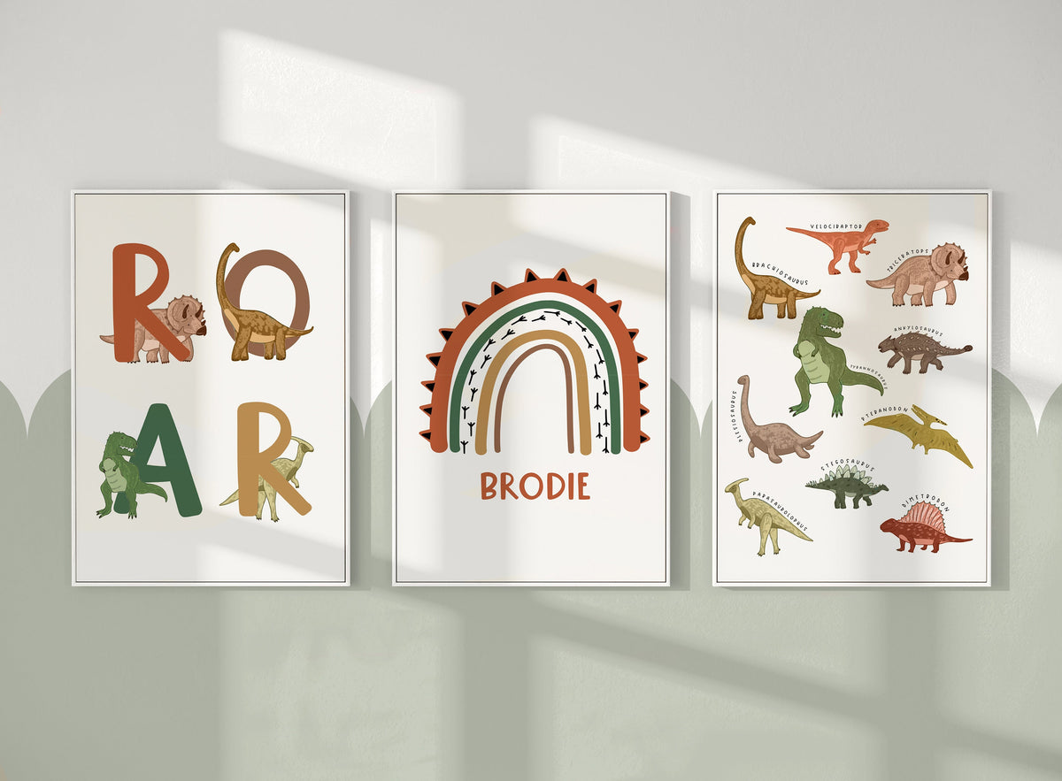 Dinosaur Nursery Prints – Set of 3