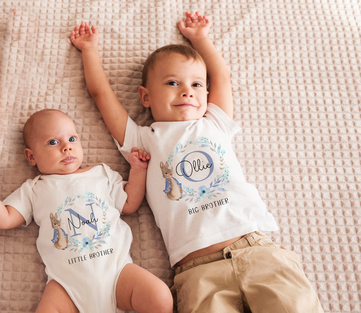 Personalised Matching Sibling T-Shirts and Baby Outfits
