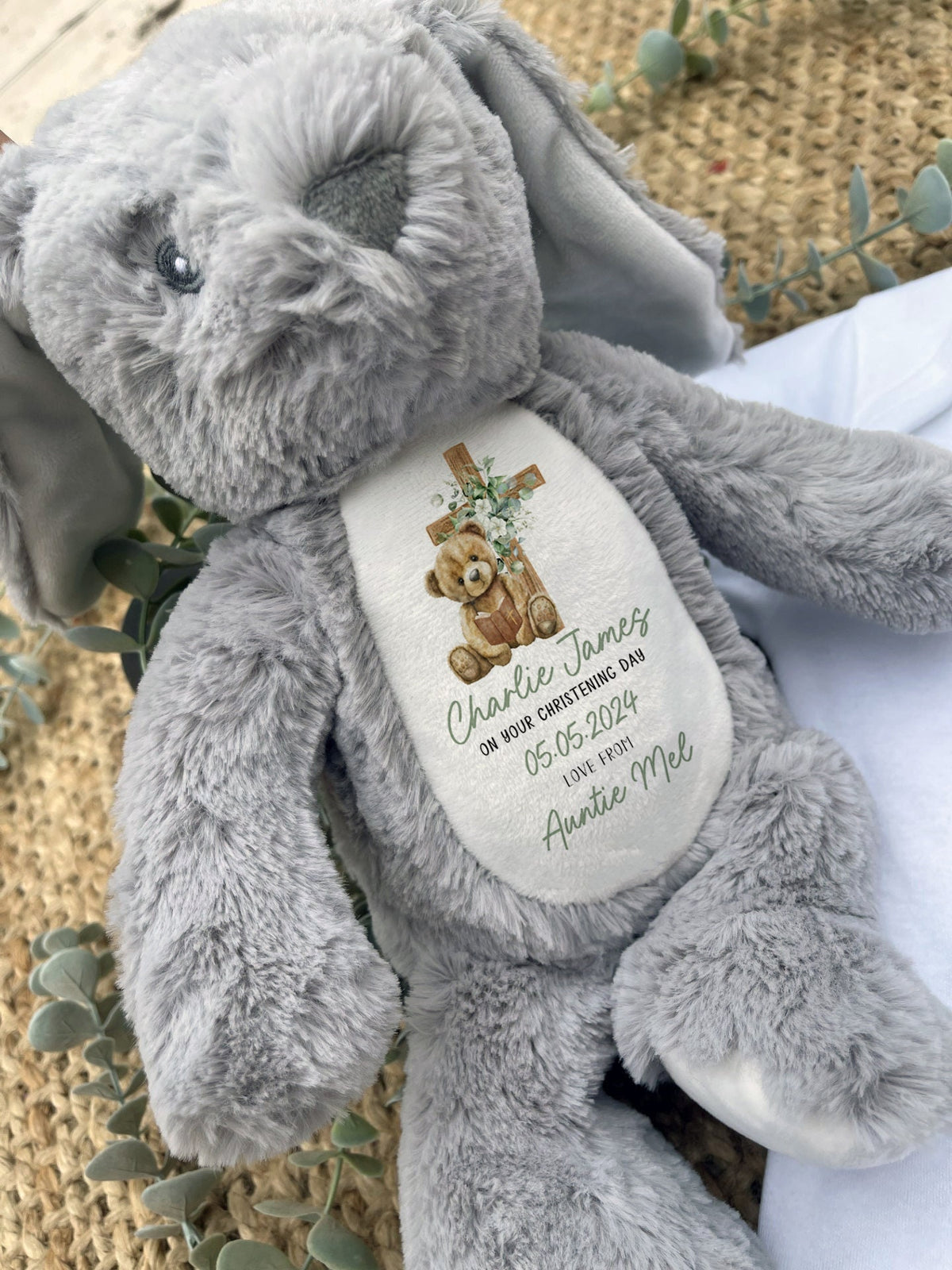 Personalised Baby Boy Christening Soft Toy