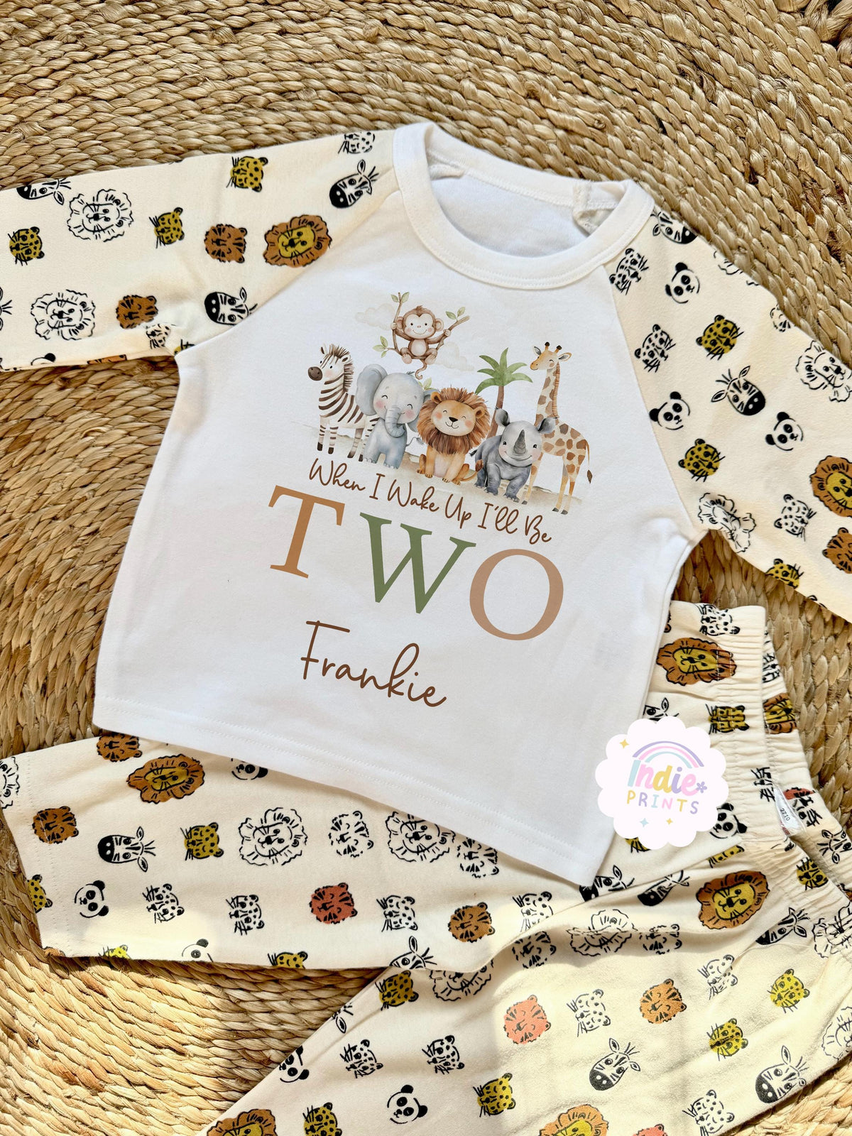 Personalised Safari Second Birthday Pyjamas