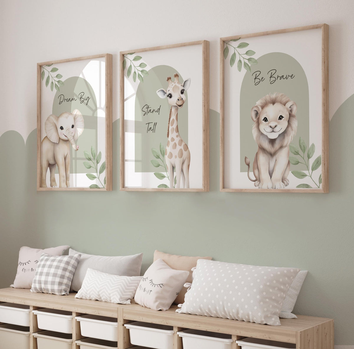Safari Animal Nursery Prints – Set of 3
