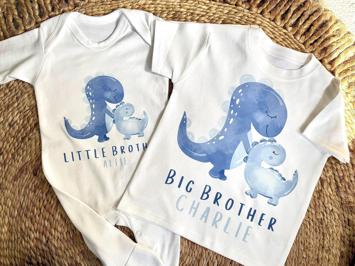 Personalised Dinosaur Big Brother & Little Brother Outfit