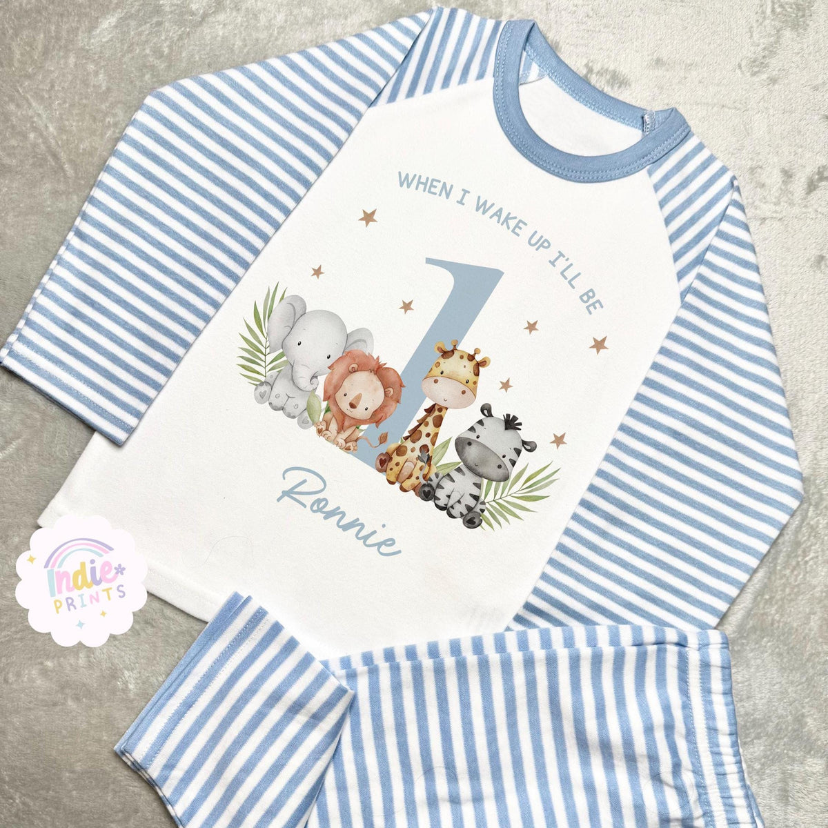 Personalised Safari First Birthday Pyjamas