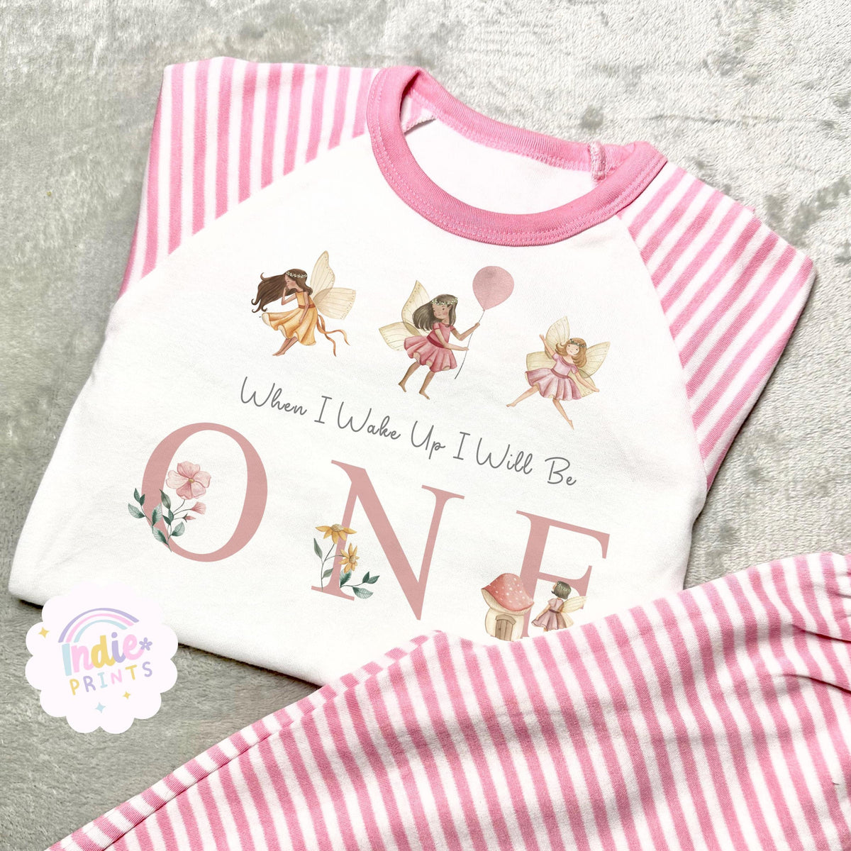 Personalised Pink Fairy First Birthday Pyjamas