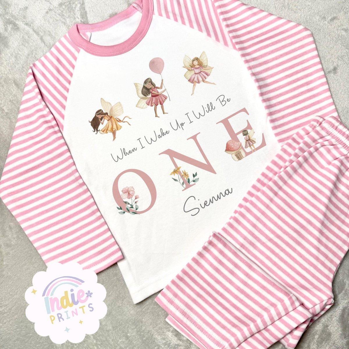 Personalised Pink Fairy First Birthday Pyjamas