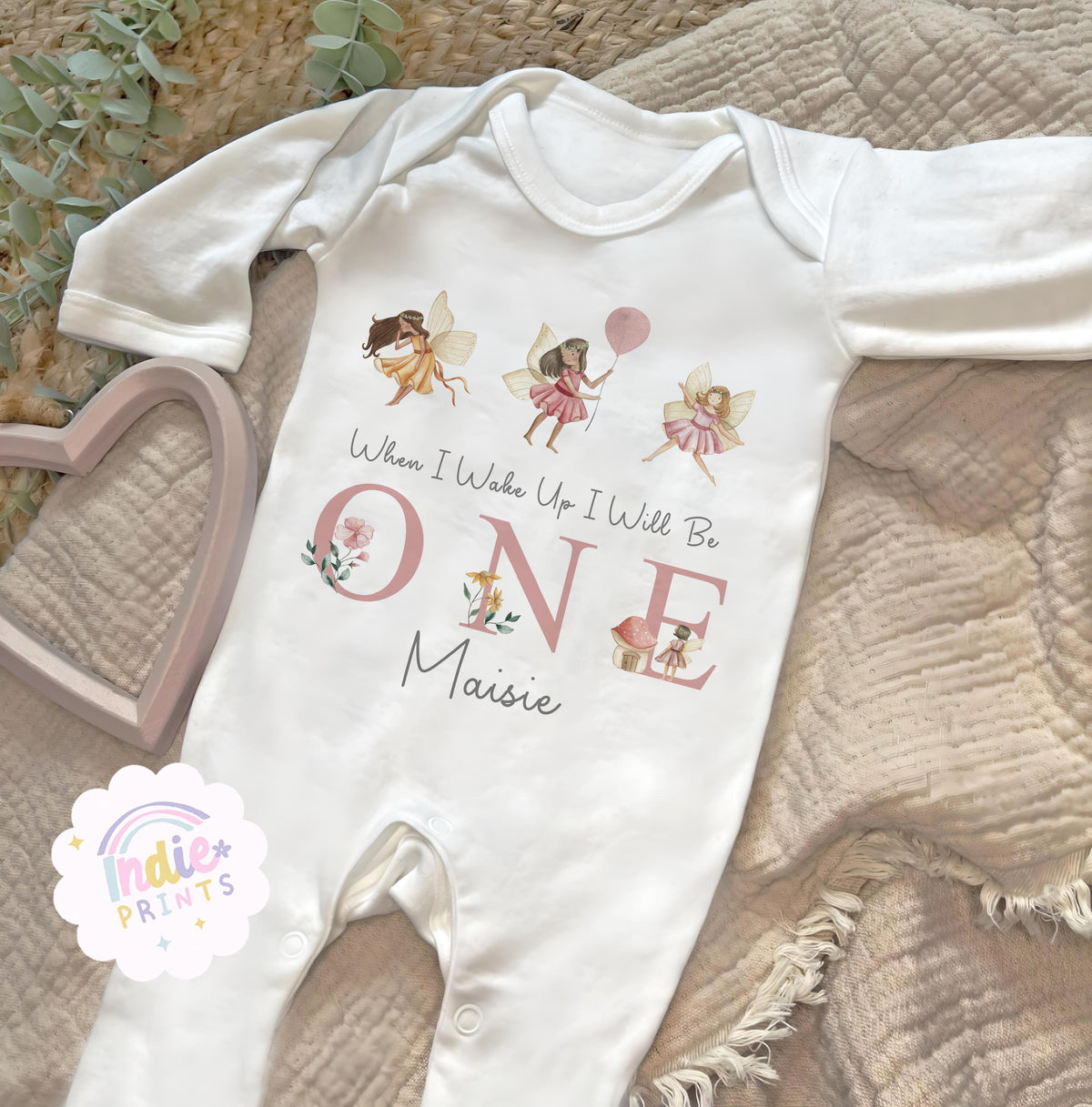 Personalised Pink Fairy First Birthday Pyjamas