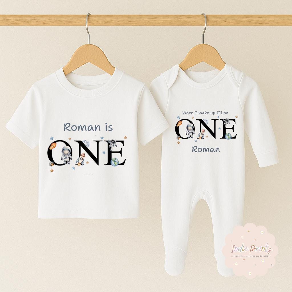 Personalised Space First Birthday Pyjamas and Outfit