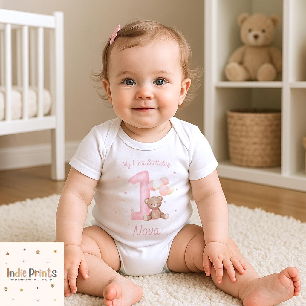 Personalised Teddy Bear First Birthday T-Shirt & Outfit