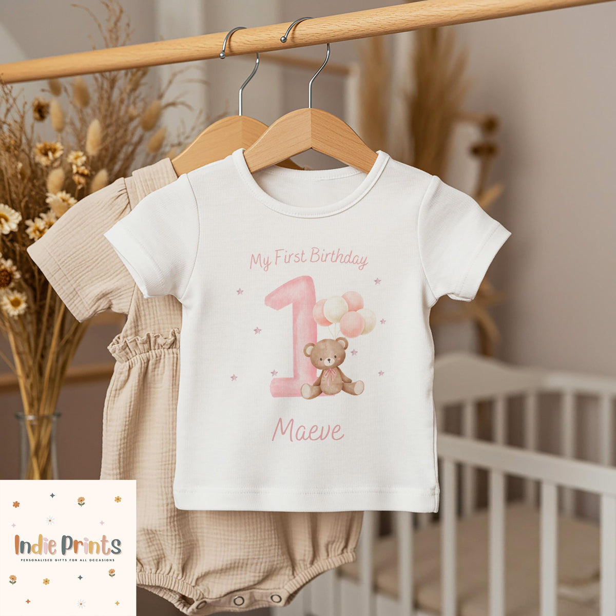 Personalised Teddy Bear First Birthday T-Shirt & Outfit