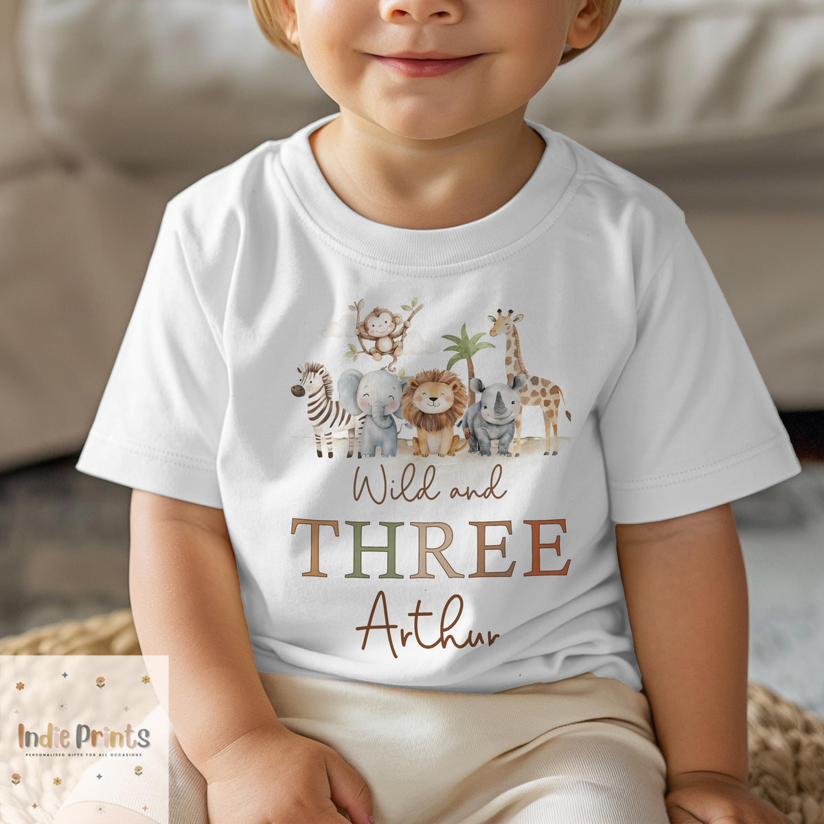 Personalised Young Wild & Three Birthday T-Shirt